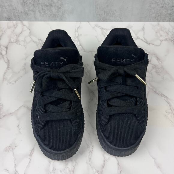 Puma x Fenty by Rihanna Black Corduroy Creeper Phatty Sneakers Women’s 7.5 - Picture 3 of 9